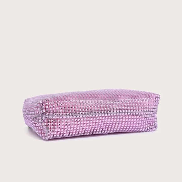 Pink Rhinestone Evening Party Clutch Prom Bag Purse - NEW - Picture 6 of 6